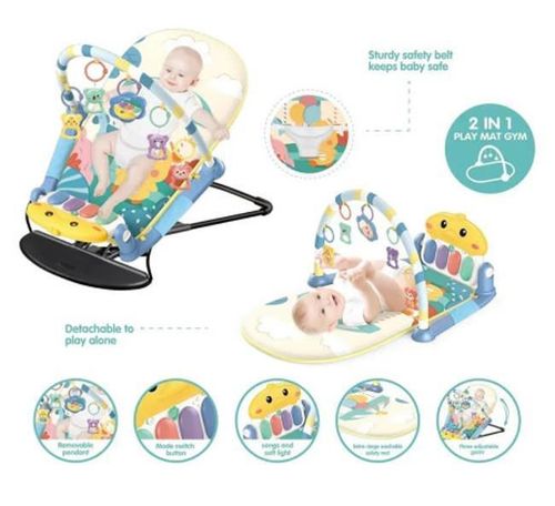 купить Детское кресло-качалка Bibi-Irn 608-92 covoras-sezlong 2in1 albastru в Кишинёве 