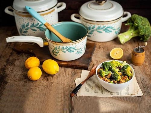 купить Кастрюля Promstore 54154 emailata Green line 16cm, 1.9l, capac din metal в Кишинёве 