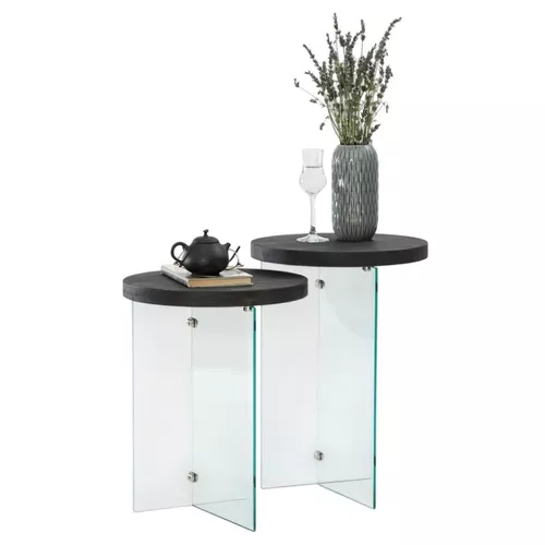 cumpără Măsuţă cafea Trendy Serenity 2, Antracit, Transparent, set în Chișinău 
