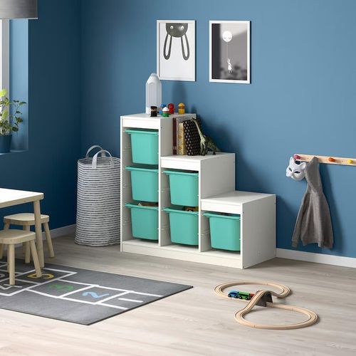 купить Короб для хранения Ikea Trofast 99x44x94 White/Turquoise в Кишинёве 