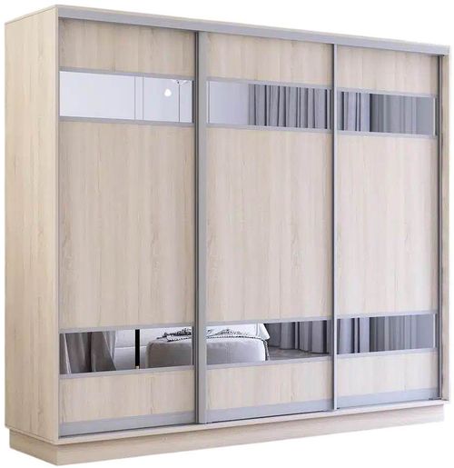 купить Шкаф Mobildor-Lux Fox uși glisante din PAL cu elemente din oglindă (240x60x200H cm) Sonoma в Кишинёве 