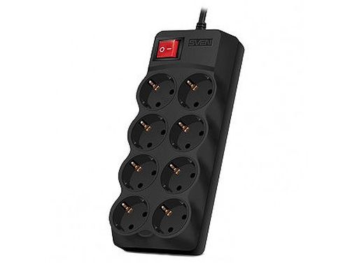 купить Фильтр импульсных помех SVEN Optima Pro Black 8 sockets, 1,8m (Priza cu protectie - prelungitor/basic surge protection) в Кишинёве 