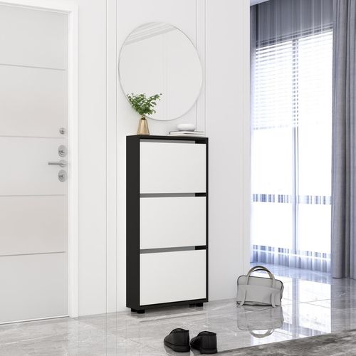 cumpără Raft pentru încălțăminte Mobildor-Lux Leo Slim 50x16x125H cm Anhracite/White în Chișinău 