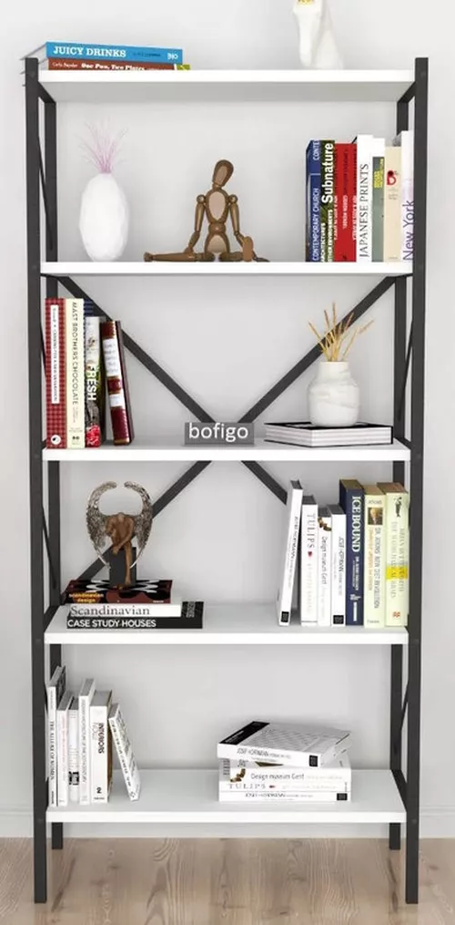 купить Офисный стеллаж Nex Home Книжный шкаф, 5 отделений, 66x34x157 см, Белый (15-01-01) в Кишинёве 