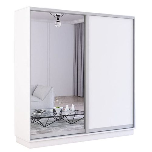 купить Шкаф Mobildor-Lux Fox uși glisante din oglindă și PAL (210x60x230H cm) Alb в Кишинёве 