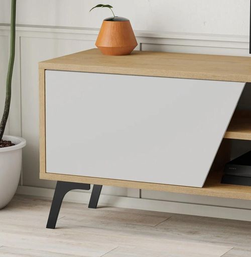 cumpără Comodă TV Trendy Fiona, Stejar, Alb 180x48x35cm în Chișinău 