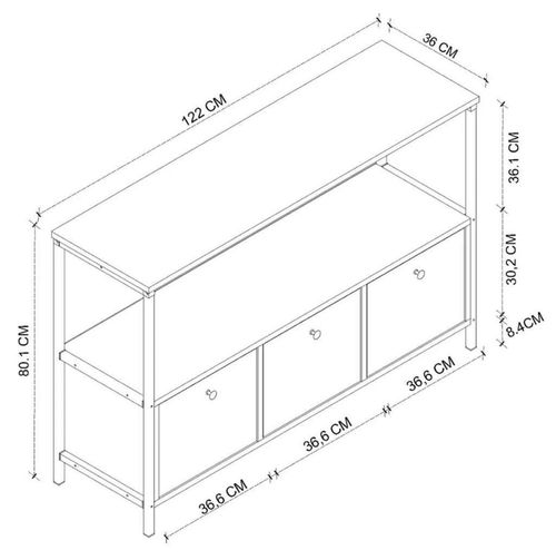 cumpără Raft de birou Nex Home Dressuar, 122x36x80 cm, Stejar (29-03-02) în Chișinău 