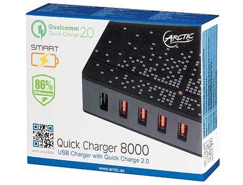 cumpără USB Charger Arctic Quick Charger 8000 (APWCH00017A), 5-Port Black, 1.5m Cable, 4 x USB Smart Charge 2.4A, 1 x Quick Charge 2.0, 40 Watts în Chișinău 