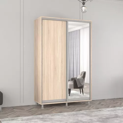 купить Шкаф Mobildor-Lux Арон с раздвижными дверцами из зеркала и ДСП (150x60x230H см) Sonoma в Кишинёве 