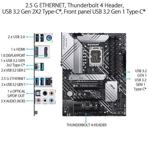 cumpără Placa de baza ASUS PRIME Z690-P Intel Z690, LGA1700, Dual DDR5 6000MHz, 1xPCI-E 5.0 x16, 2xPCI-E 3.0 x16, DP/HDMI, USB3.2 Type-C, NVMe RAID, SATA RAID, 4 x M.2 slots PCIe 4.0 x4, Intel Optane, SB 8-Ch., 2.5Gb Ethernet, AURA Sync în Chișinău 