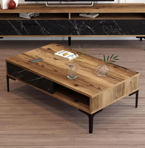 купить Журнальный столик Trendy Istanbul, Nuc, Marmura Neagra 105x32x60cm в Кишинёве 