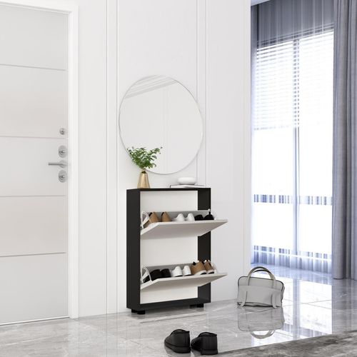 cumpără Raft pentru încălțăminte Mobildor-Lux Leo Slim 50x16x86H cm Anthracite/Sonoma în Chișinău 