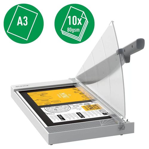 cumpără Ghilotina hârtie Leitz 90200000 Home Office Precision, A3, 10 coli, gri în Chișinău 