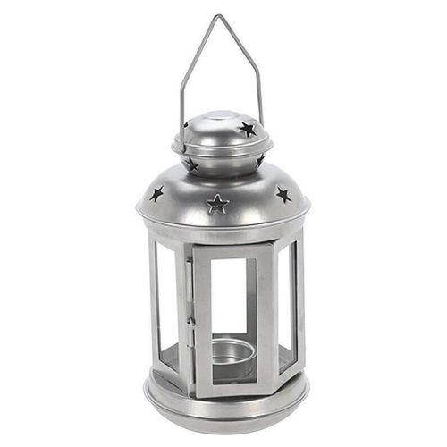 cumpără Lumânare H&S 52529 Sfesnic metalic Felinar hexagonal 20x11сm, argintiu în Chișinău 