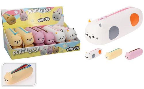 cumpără Penar școlar Promstore 56354 Penar silicon 18x5x5cm Pisica, Câine, Porc (în sort.) în Chișinău 