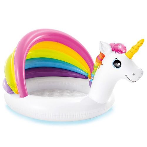 Piscină gonflabilă pentru copii cu baldachin “ Unicorn ” 127x102x69 cm, 45 L, 1-3 ani INTEX 