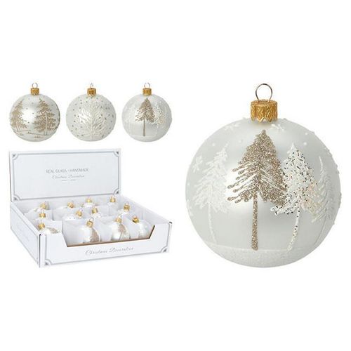 купить Новогодний декор Promstore 20320 Шар елочный стеклянный 80mm Mouth blow белый в Кишинёве 