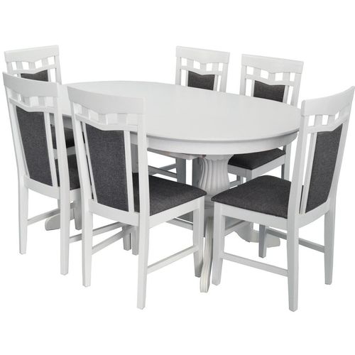 купить Комплект стол и стулья Evelin di Costacurta стол HV-33V White + 6 стульев Deepa R White/Grey в Кишинёве 