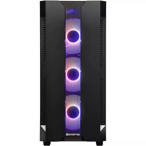 cumpără Case ATX Miditower Chieftec Gaming Hunter GS-01B-OP Black no PSU, 2x USB 3.1, 1x USB 2.0, Audio-out, 4x 120mm A-RGB Rainbow LED fan, Mesh front panel, Tempered glass, A-RGB Control HUB, (carcasa/корпус) în Chișinău 