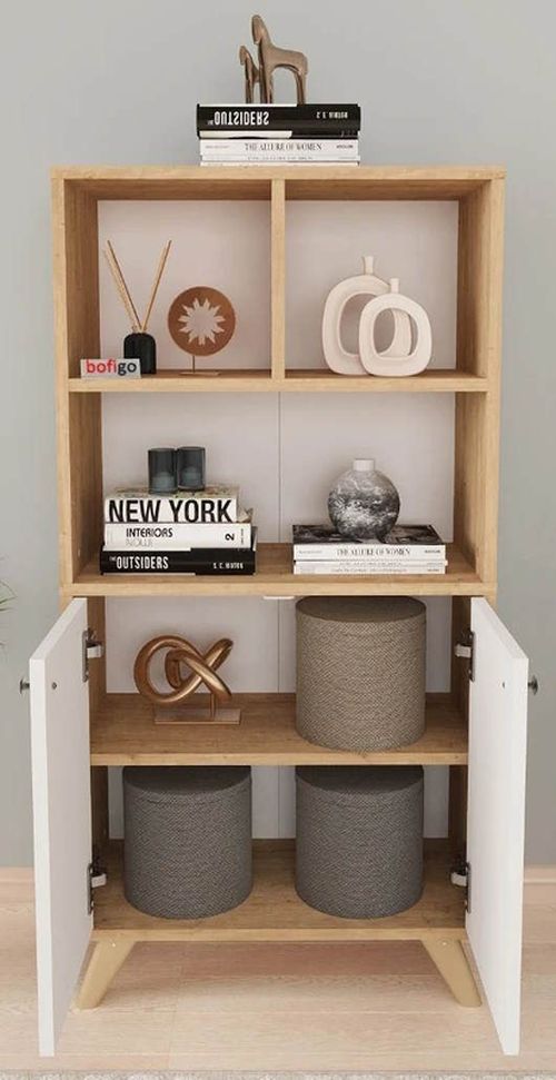 cumpără Etajeră Nex Home Smyrna, 64x30x127 cm, Stejar/Alb (15-25-14) în Chișinău 