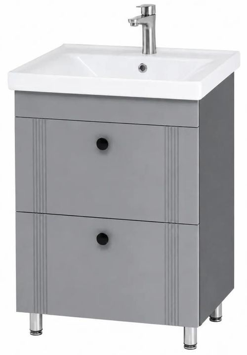cumpără Dulap pentru lavoar Mashtab 12185 Palma (Sava) cu 2 sertare 650x470x850 Gri mat în Chișinău 