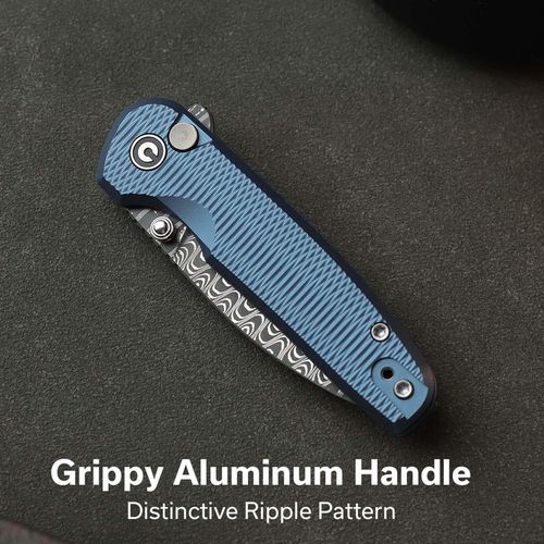 купить Нож походный Civivi C20052F-DS1 Mini Shakan, mâner aluminiu albastru, Button Lock в Кишинёве 