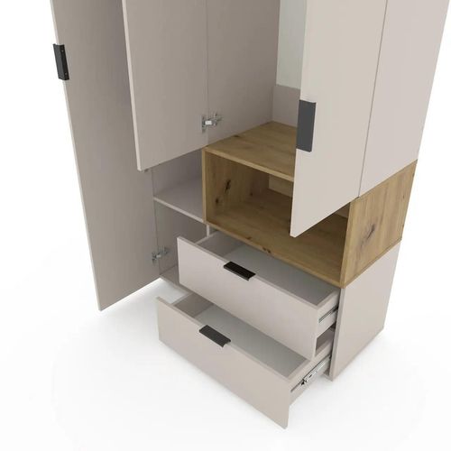 cumpără Dulap Nex Home A002R cu usi batante, 1000x420x2300mm, Cashmere/Oak Artisan în Chișinău 