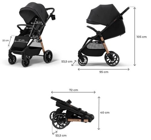 cumpără Сărucior pentru copii KinderKraft Grande 2 Midnight Black (KSGRAN02BLK0000) în Chișinău 