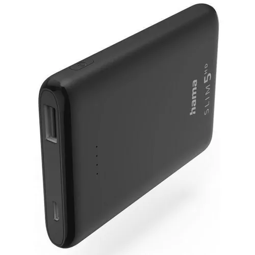 cumpără Acumulator extern USB (Powerbank) Hama 201666 SLIM 5HD 5000 mAh, Output: USB-A, black în Chișinău 