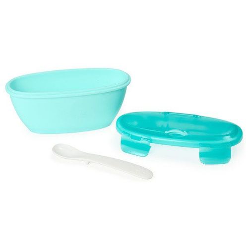 Set de calatorie pentru hranire (bol + lingurita) Skip Hop Soft Turquoise 