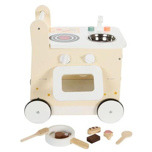 cumpără Bucătărie și veselă de jucărie Premaman PJQKDC-CCC-UNQ Bucatarie-carucior din lemn cu activitati Cook & Recycle în Chișinău 