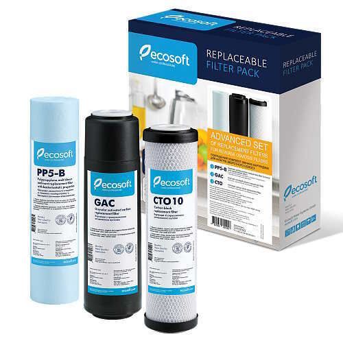 купить Картридж для проточных фильтров Ecosoft Set p/u sistem cu osmoza inversa Ecosoft 1-2-3 Pure si Aquacalcium в Кишинёве 