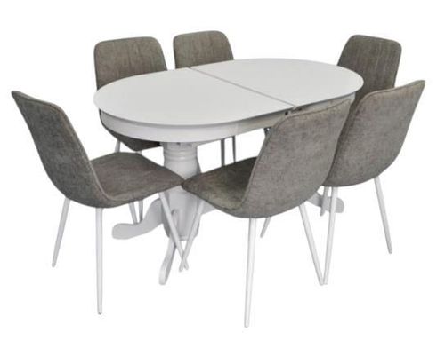купить Комплект стол и стулья Evelin di Costacurta стол HV-31N White + 6 стульев YTC-078Wh UF885-14 Grey в Кишинёве 