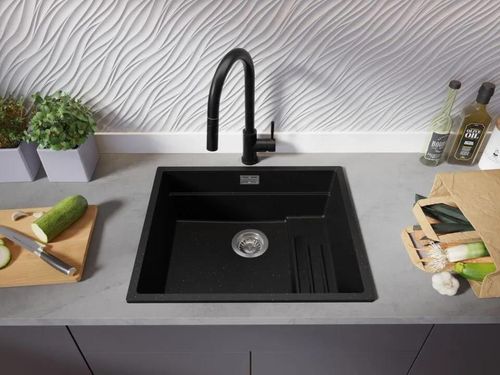 купить Мойка кухонная Primagran Prague 60 Step Level Black metallic + accesorii 470x560 MPSKM#N в Кишинёве 