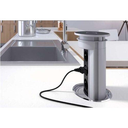 купить Розетка электрическая ASA Plastici 060.05F.00027 Versaelite 3 sockets F + 1 USB 5V (A+C) Aluminium profile, inox cover в Кишинёве 