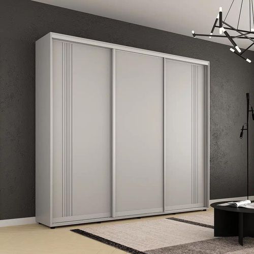 купить Шкаф Mobildor-Lux Compact uși glisante PAL cu ornament linii (270x45x230H cm) Grey в Кишинёве 
