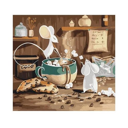 cumpără Tablou pe numere BrushMe SBS014FC 40x40сm (fără cutie) Cacao pentru șoricei în Chișinău 