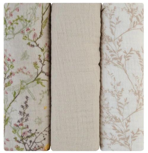 купить Аксессуар для пеленания Kikka Boo 31103010107 Pelinci de muselina Secret Garden Beige, 75x75cm, 3buc в Кишинёве 