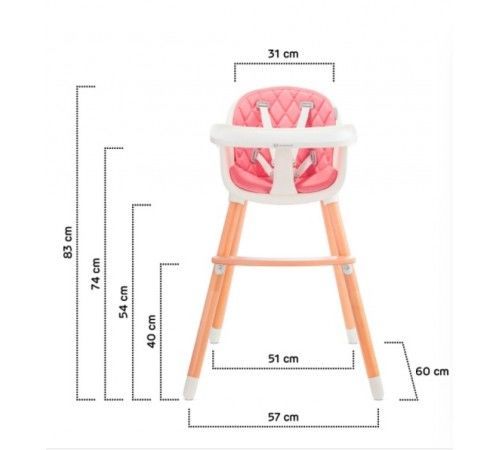 Стульчик для кормления Kinderkraft Sienna Pink 