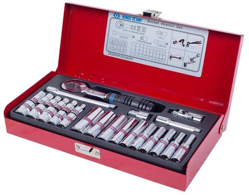 купить Набор ручных инструментов King Tony 2526SR набор 1/4" торцевых головок дюймовые 6 гран.и принадлежностей, 26 пр. в Кишинёве 