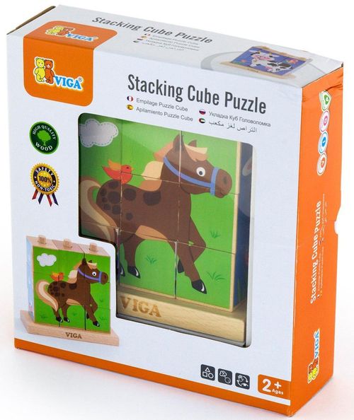 купить Головоломка Viga 50833 9pcs Stacking Cube Puzzle Farm Animals в Кишинёве 