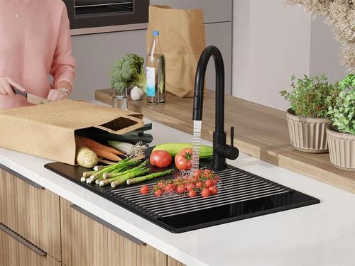 купить Мойка кухонная Primagran Copenhagen 780-50 Top Black metallic + accesorii 500x780 MKHKM в Кишинёве 