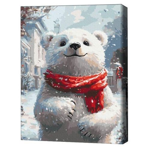 cumpără Tablou pe numere BrushMe BS54188FC 40х50cm (fără cutie) Ursuleț cu fular roșu în Chișinău 
