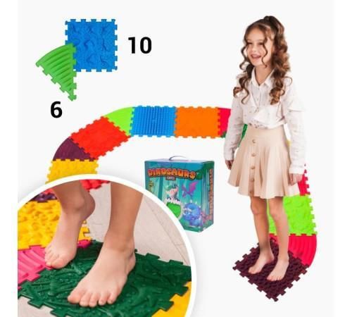 купить Коврик игровой Ortek 11687 Коврик-пазл ортопедический -массажный Набор 10+6 эл. Треугольники Динозавры в Кишинёве 