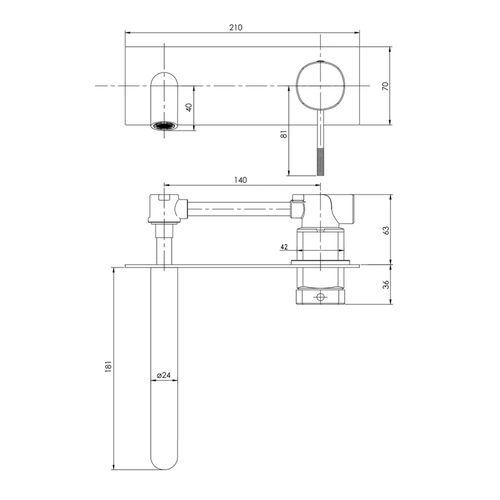 Baterie lavoar pentru instalare ascunsă IMPRESE BRENTA crom 35 mm (camera de baie) 