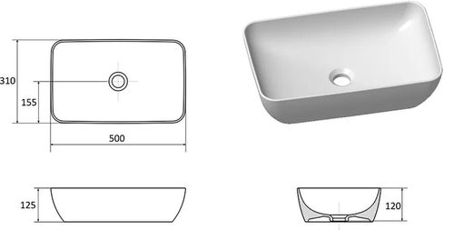 купить Раковина Ravak UNI 500 R Slim 500x310x125mm Black matt XJX0D150000 в Кишинёве 