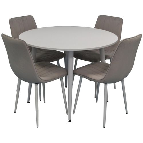 купить Комплект стол и стулья Evelin di Costacurta стол DT-402-5WH + 4 стула XR-154Wh Light Grey47 (velur) в Кишинёве 