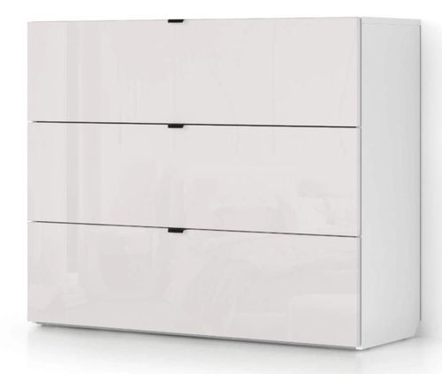 купить Комод Fabrik Home Hardy 3 ящика (1100x910x390) Белый ясень/Белый глянец в Кишинёве 