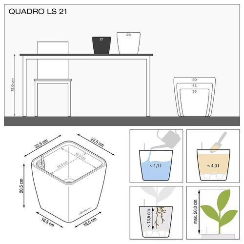 cumpără Ghiveci pentru flori Lechuza Quadro Premium 21 LS, White în Chișinău 