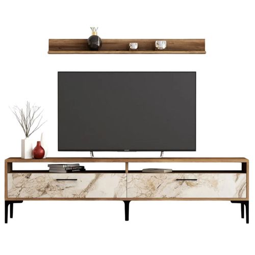 cumpără Comodă TV Trendy Istanbul, Nuc, Marmura Alba 180x47x35cm în Chișinău 
